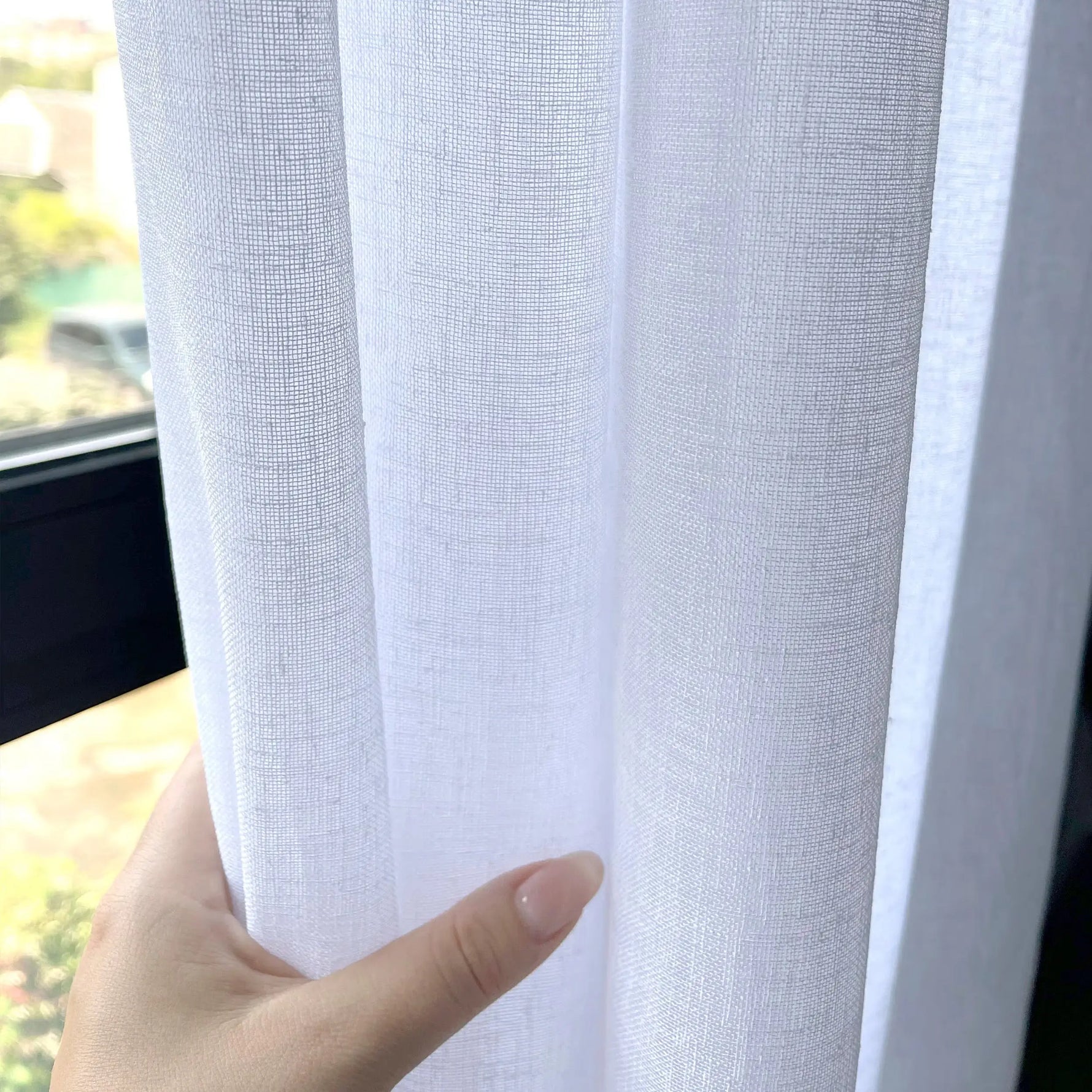 Sheer Curtains White Linen, Custom Soft Doorway Voile Curtain Panel