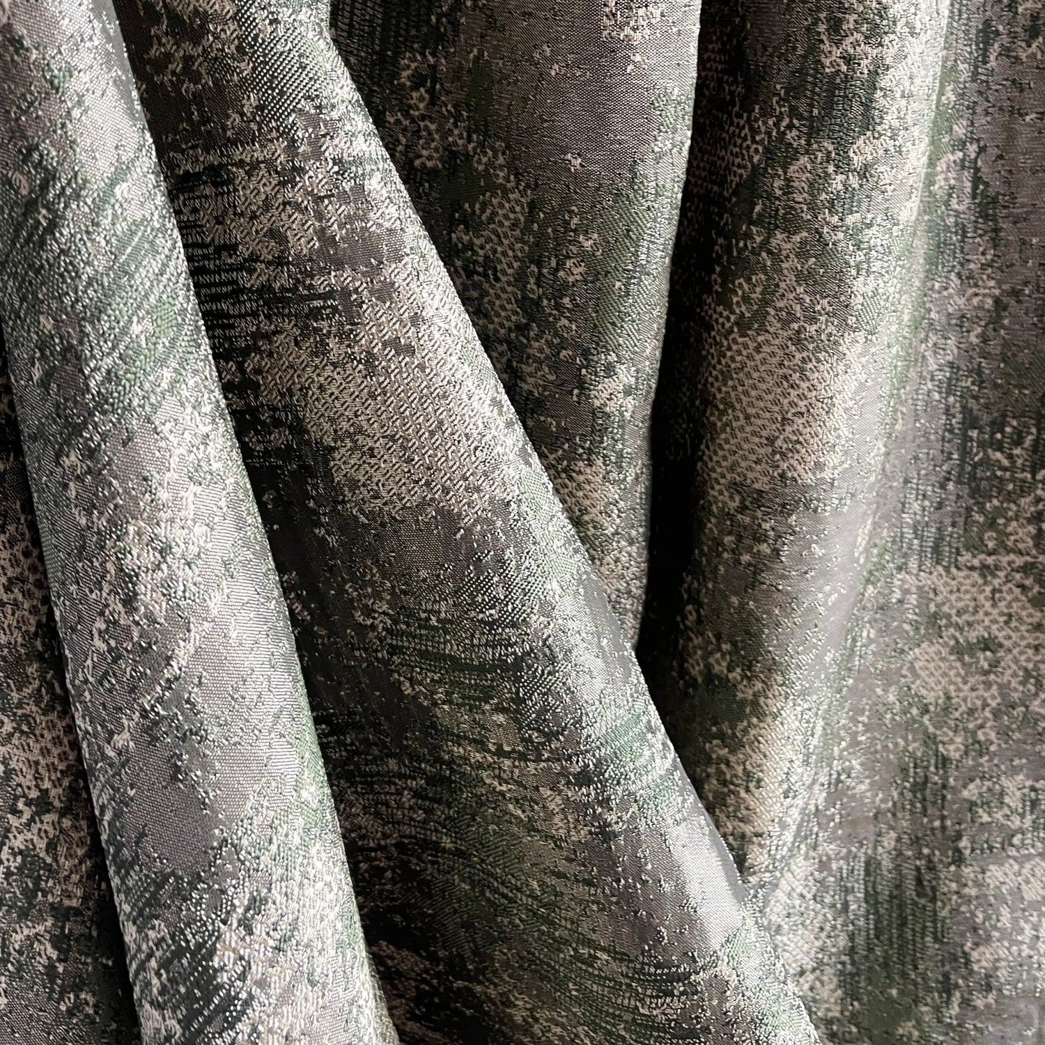 Curtains Custom with a Rich Texture of Plaster in Green, Modern Luxury Bohemian Style 