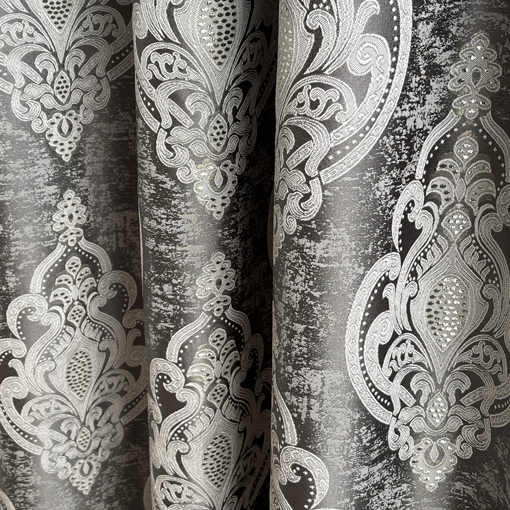 Jacquard Draping with Damask Crown Pattern, Custom, Gray