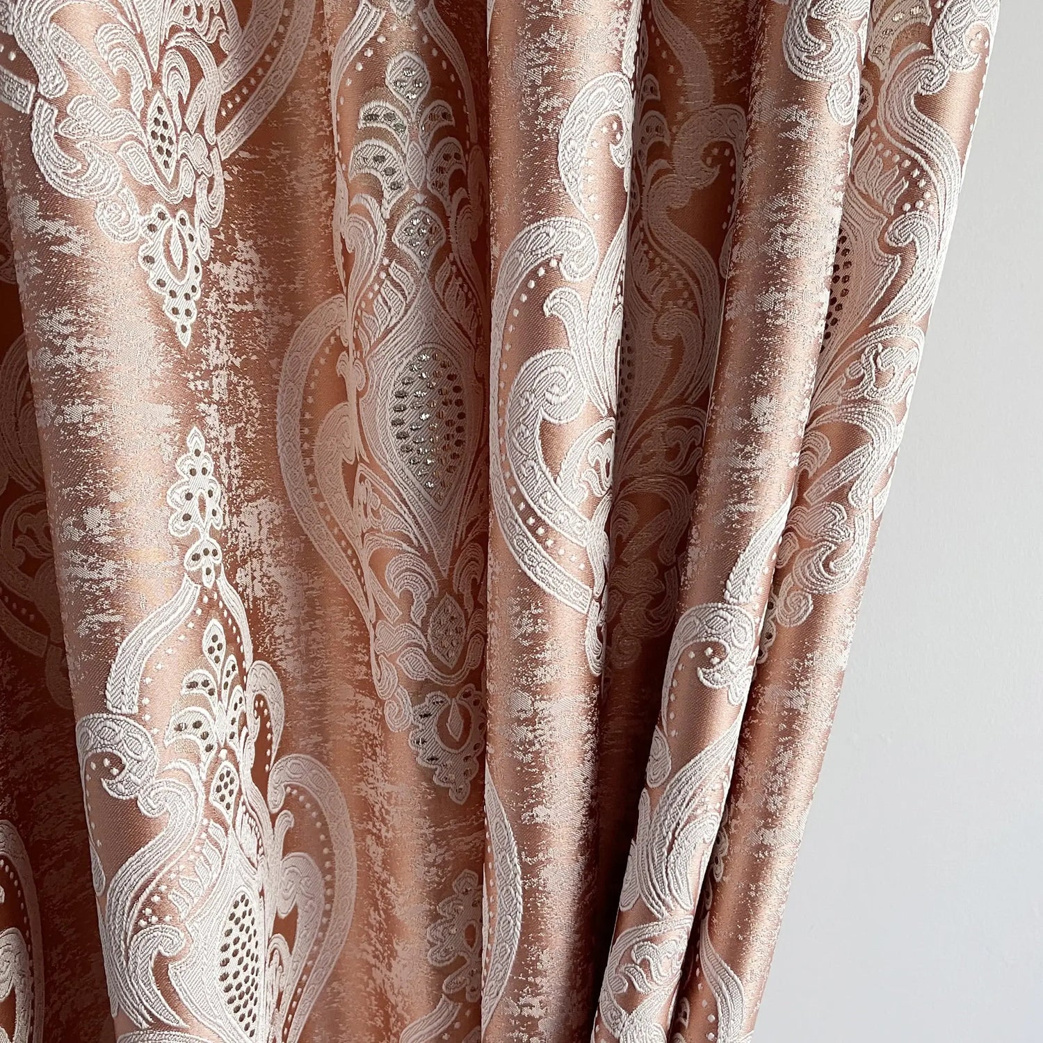 Jacquard Draping with Damask Crown Pattern, Custom, Pastel Peach