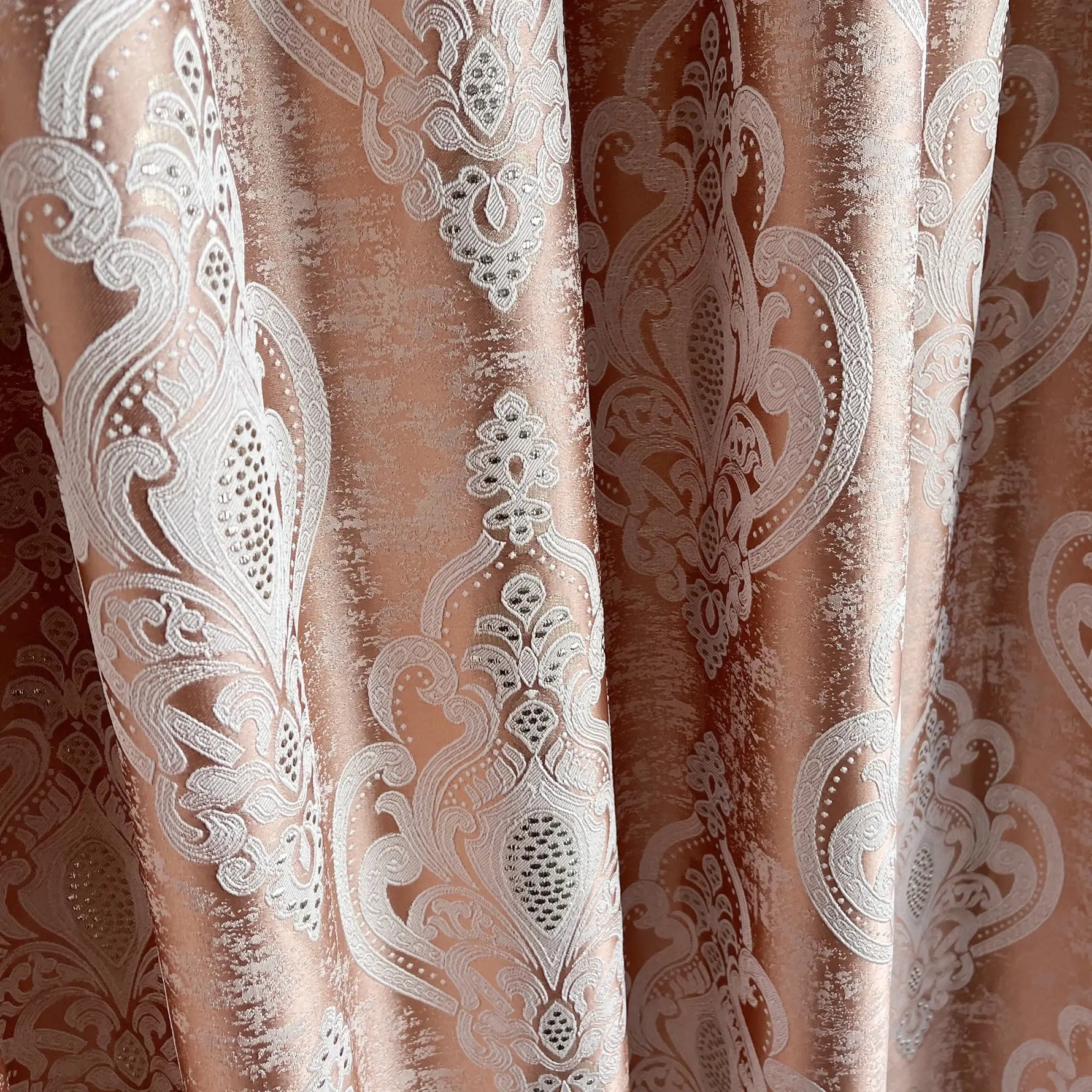 Jacquard Draping with Damask Crown Pattern, Custom, Pastel Peach