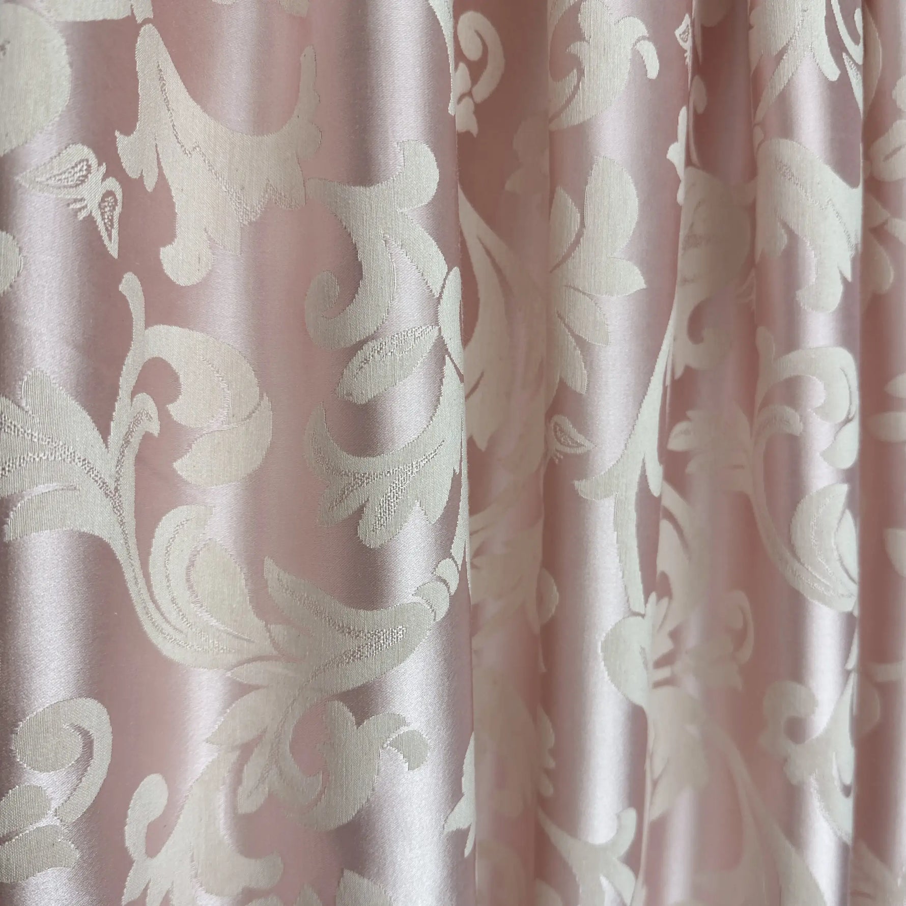 Drapery Curtain Custom Soft Pink Floral from Thick Jacquard in Victorian Damask Style 