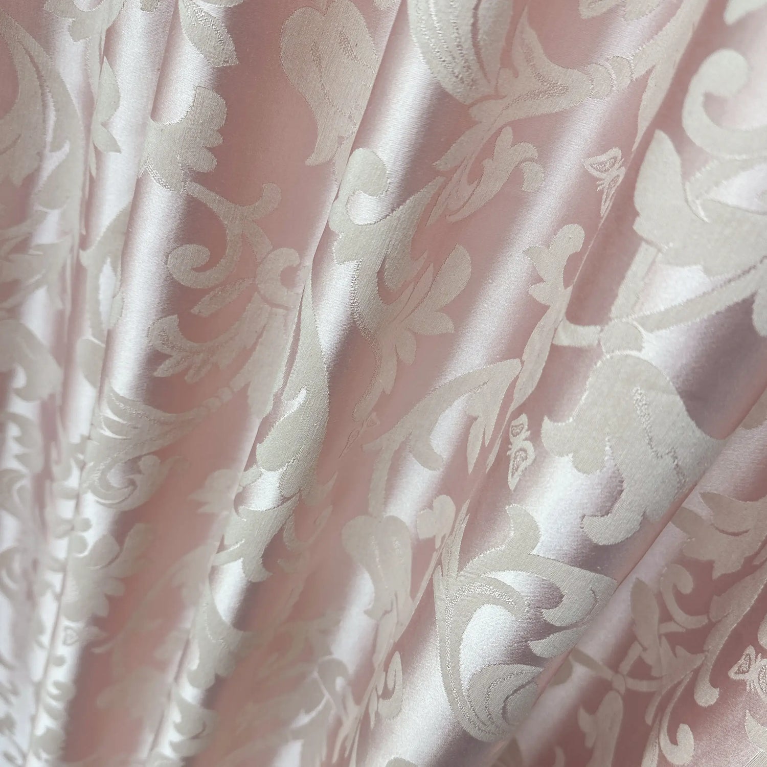 Drapery Curtain Custom Soft Pink Floral from Thick Jacquard in Victorian Damask Style 