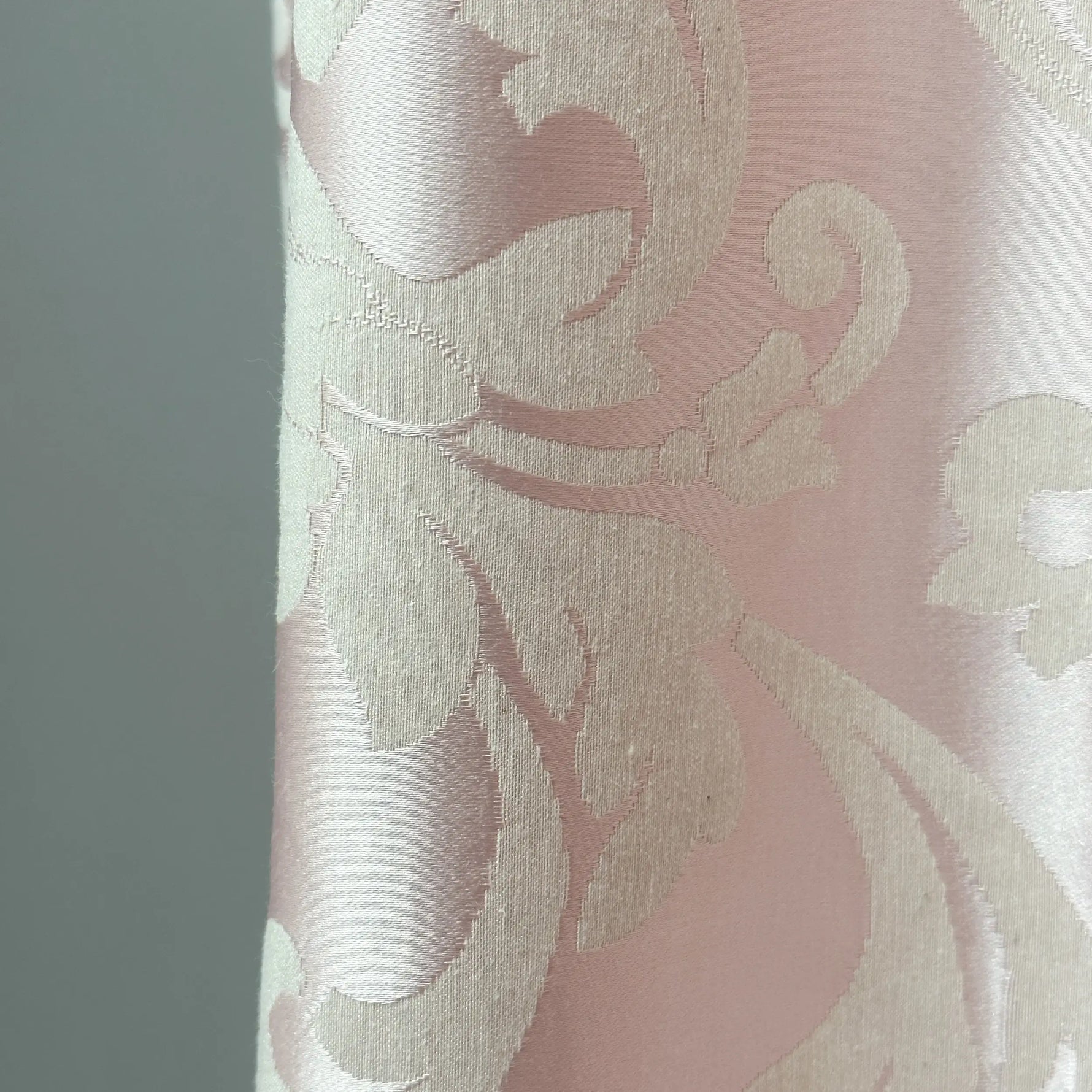 Drapery Curtain Custom Soft Pink Floral from Thick Jacquard in Victorian Damask Style 