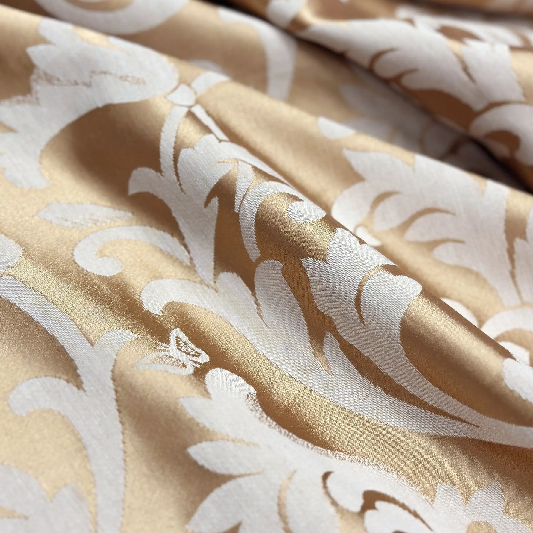 Drapery Curtain Custom Gold Floral from Thick Jacquard