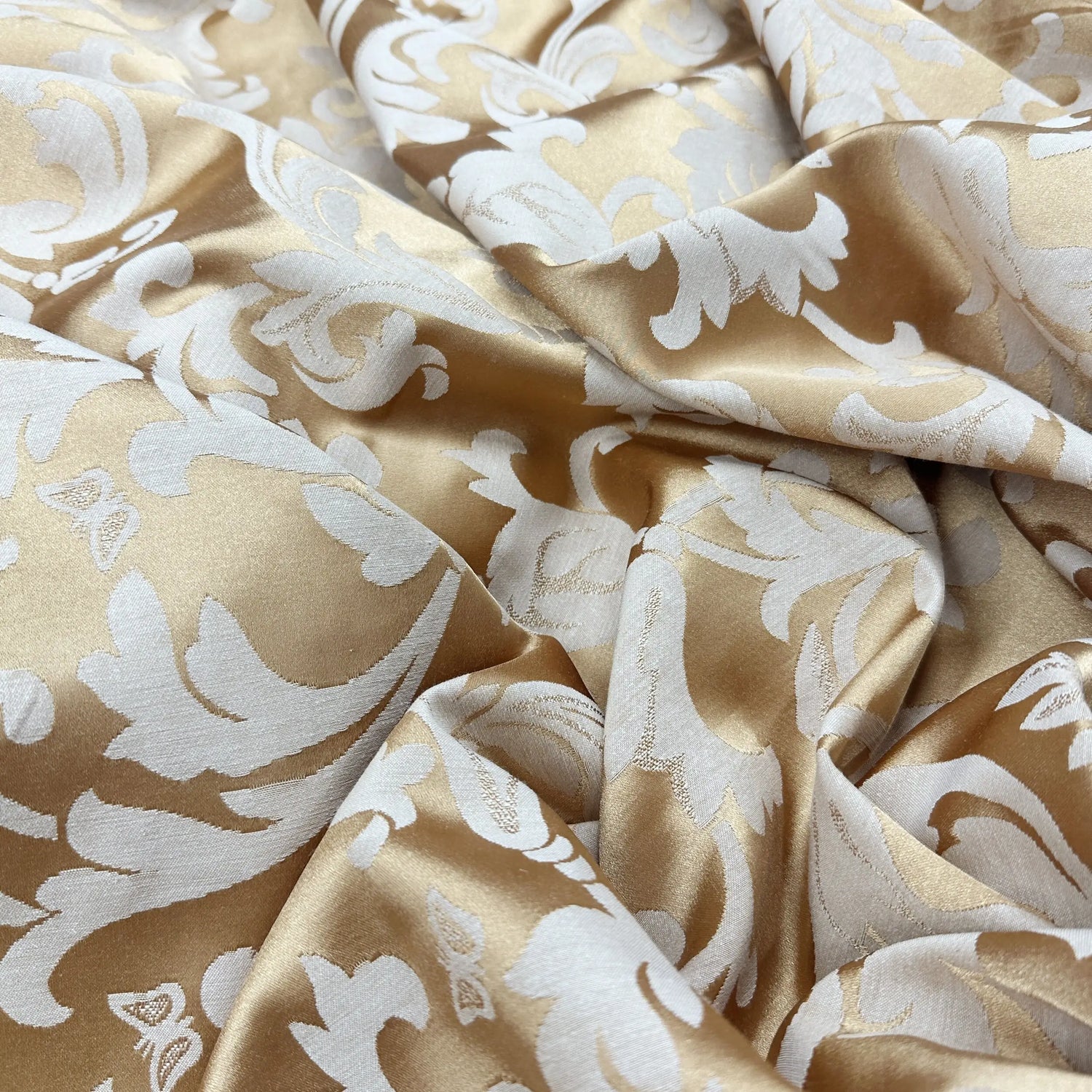 Drapery Curtain Custom Gold Floral from Thick Jacquard  in Victorian Damask Style