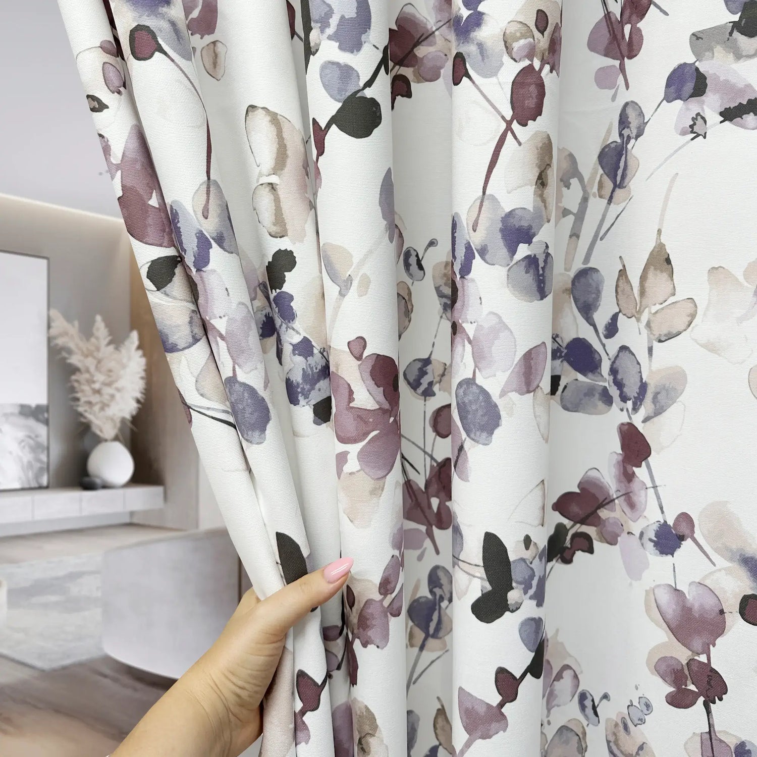 Cottage Curtains Floral Patterned with Watercolor Branches for Your Home Windows Decor