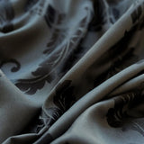 Cotton Curtain Panels Custom with Damask Charcoal Gray Floral Pattern