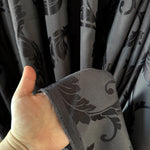 Cotton Curtain Panels Custom with Damask Charcoal Gray Floral Pattern