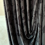 Cotton Curtain Panels Custom with Damask Charcoal Gray Floral Pattern