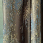 Сurtains Abstract Patterned, Custom Made for Modern Window Decor, Brown Gray with Blue Accents