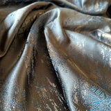 fabric for Сurtains Abstract Patterned, Custom Made for Modern Window Decor, Brown Gray with Blue Accents