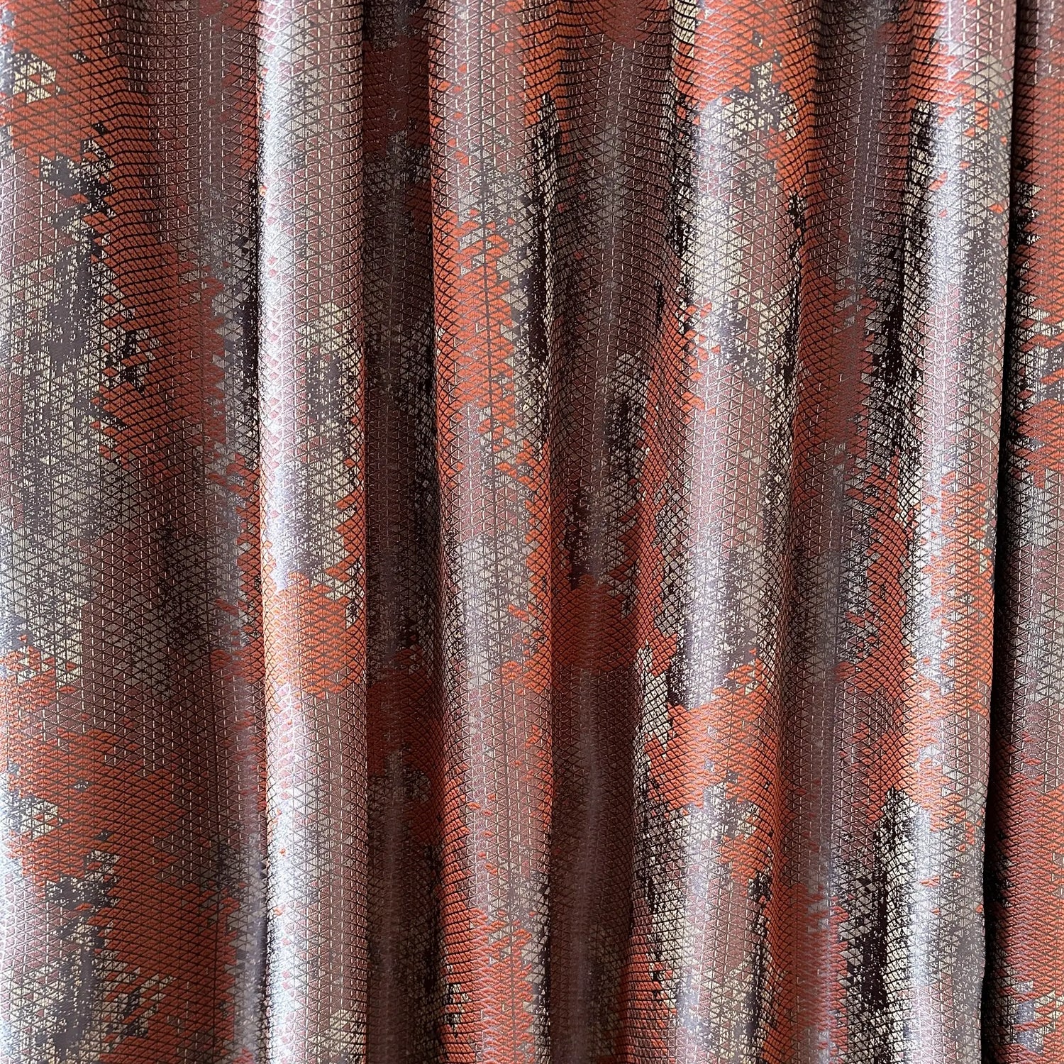 Window Curtains Custom Jacquard, Modern and Sleek Geometric Patterned in Rust Color