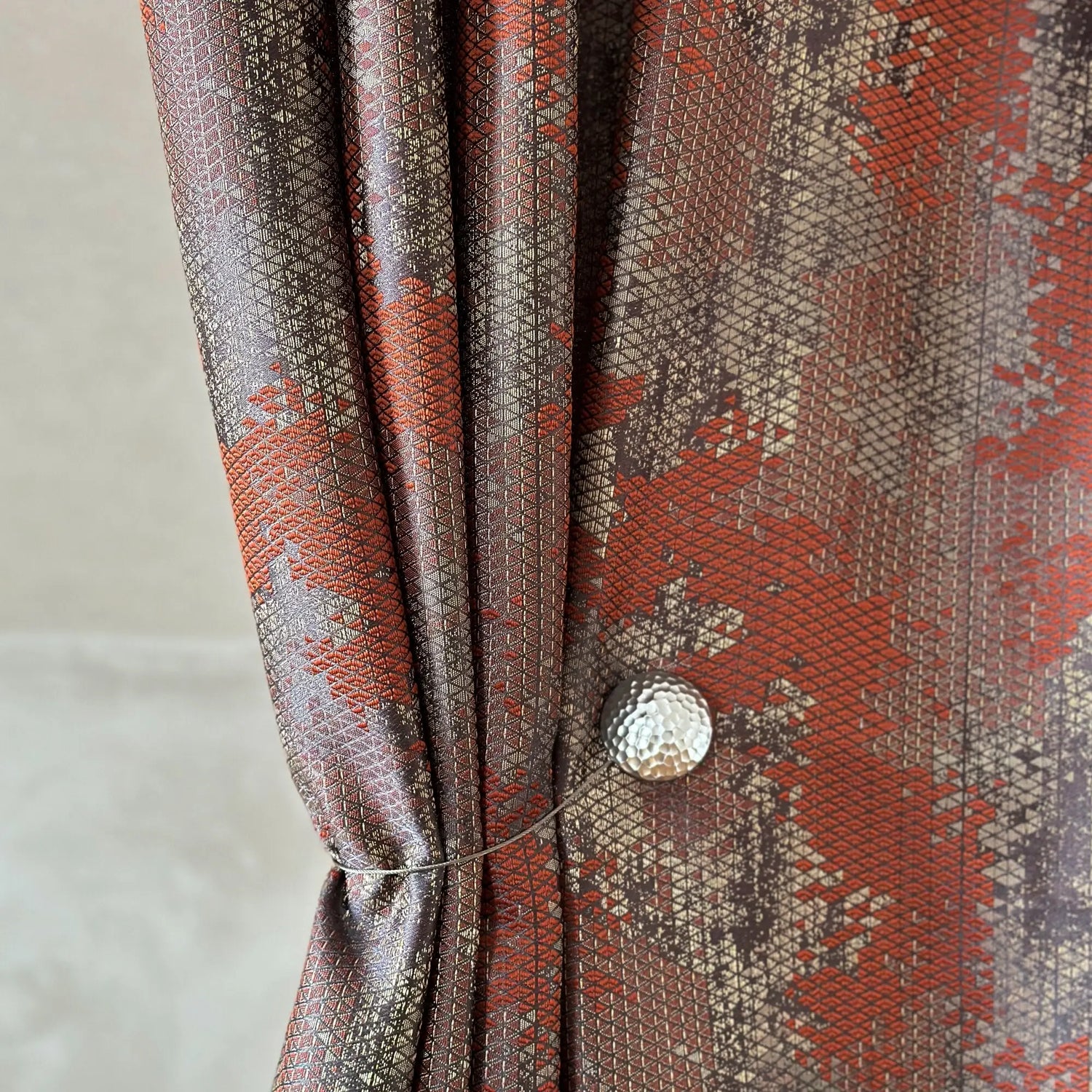 Window Curtains Custom Jacquard, Modern and Sleek Geometric Patterned in Rust Color