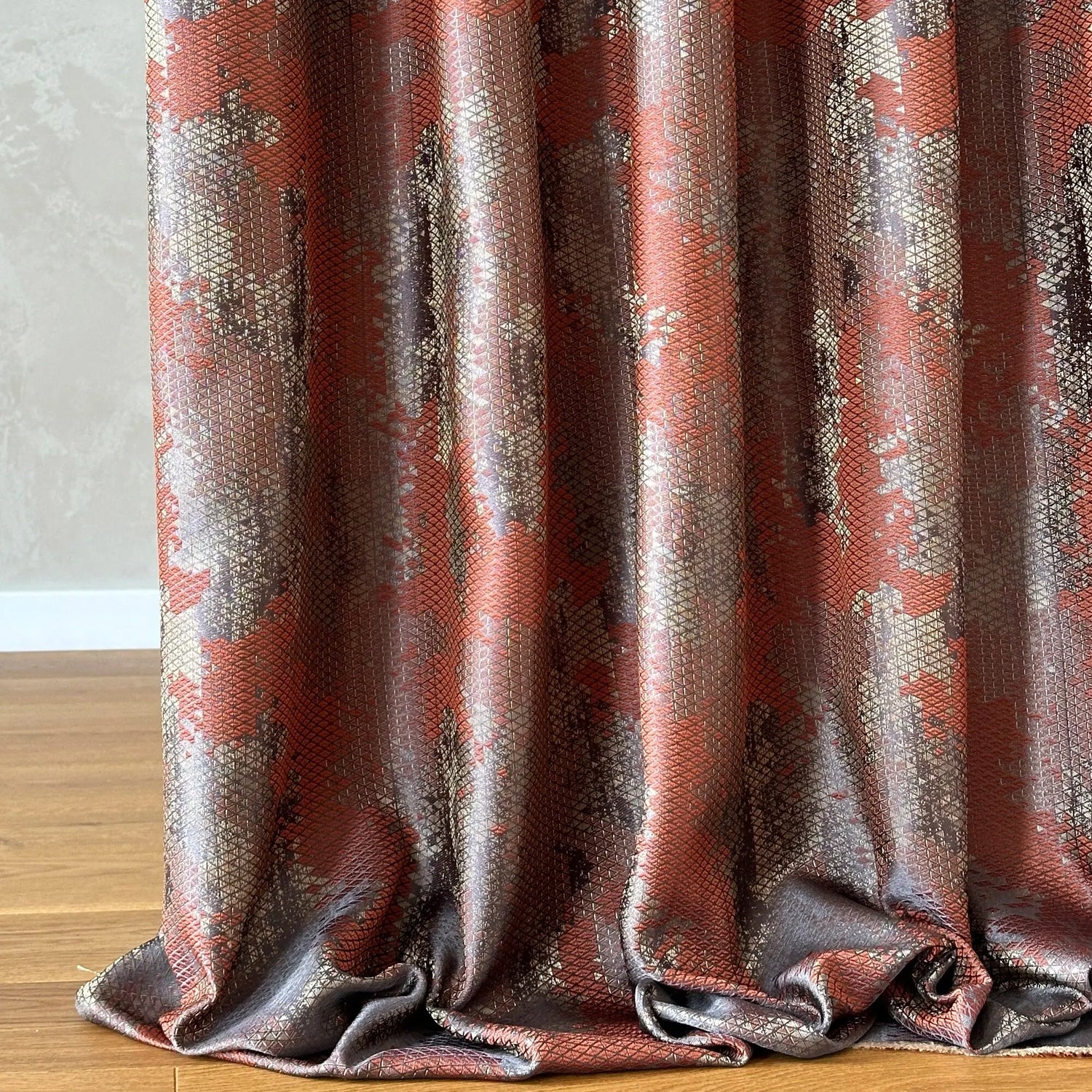 Window Curtains Custom Jacquard, Modern and Sleek Geometric Patterned in Rust Color