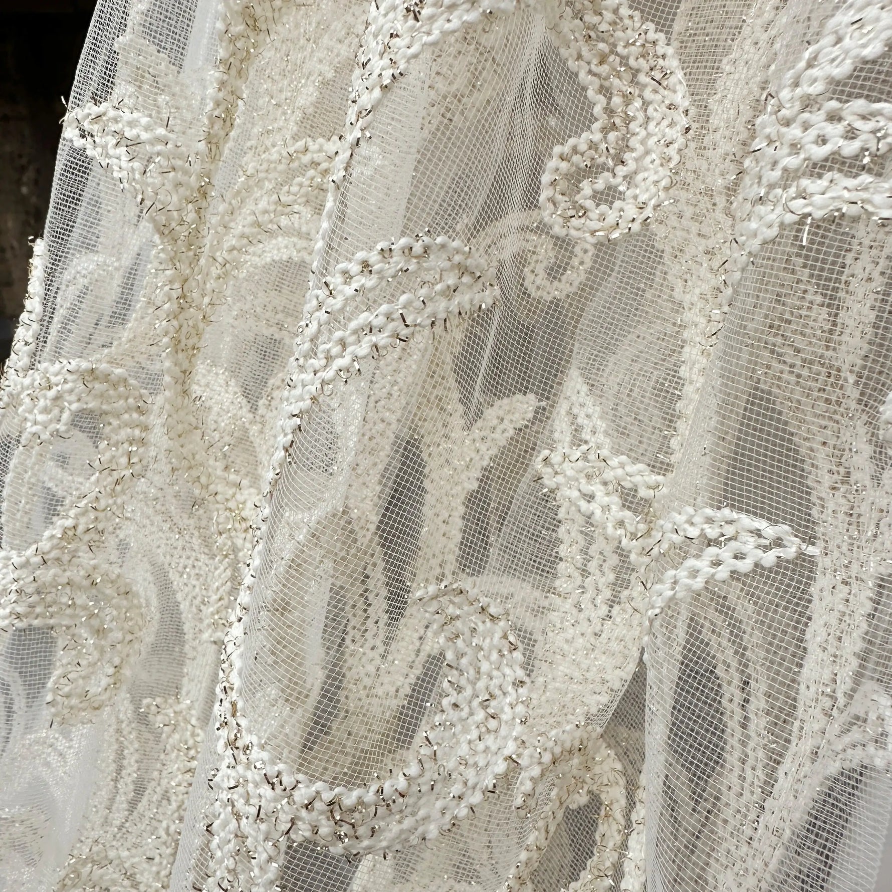 Sheer Curtains with Thick Damask Embroidery