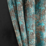 Curtains Custom with a Rich Texture of Plaster in Turquoise Blue, Modern Luxury Bohemian Style