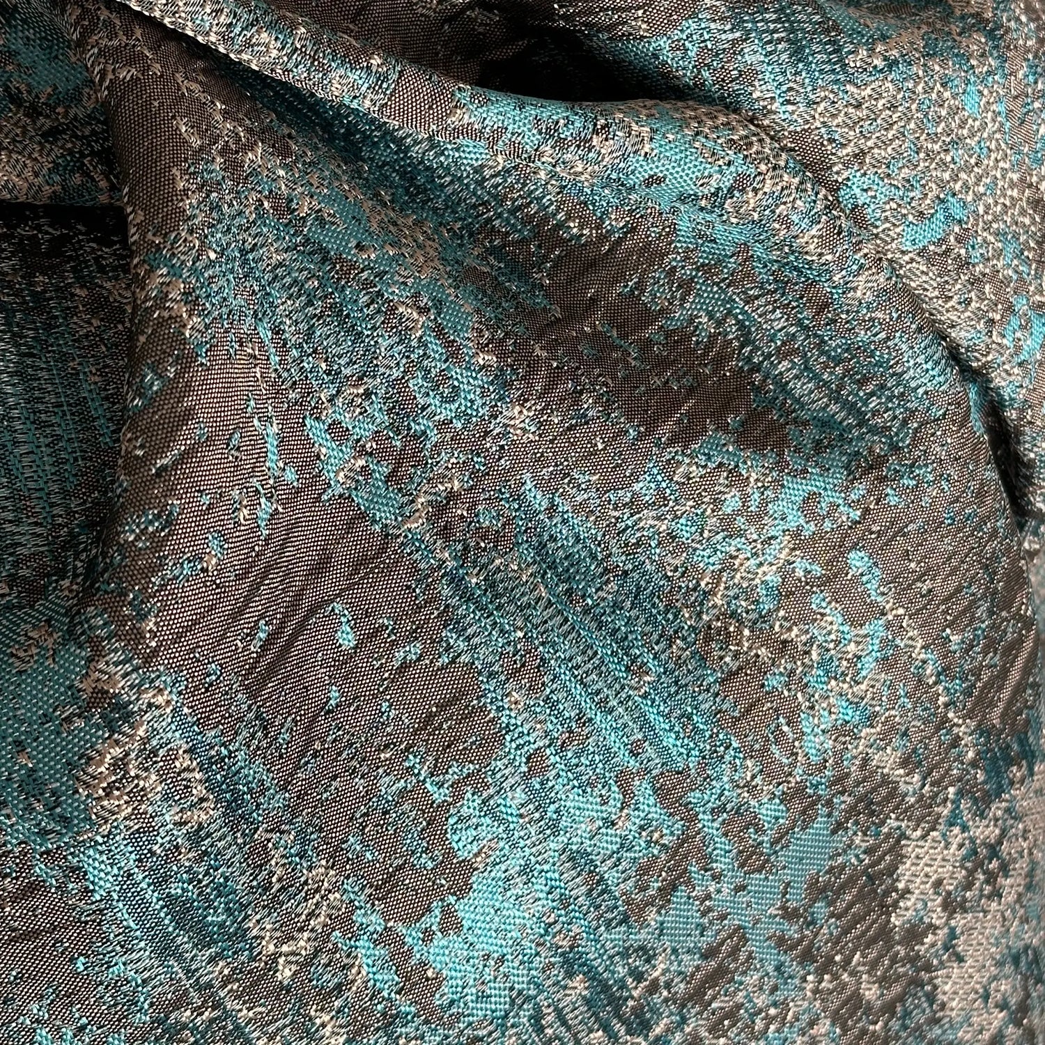 Curtains Custom with a Rich Texture of Plaster in Turquoise Blue, Modern Luxury Bohemian Style