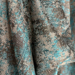 Curtains Custom with a Rich Texture of Plaster in Turquoise Blue, Modern Luxury Bohemian Style