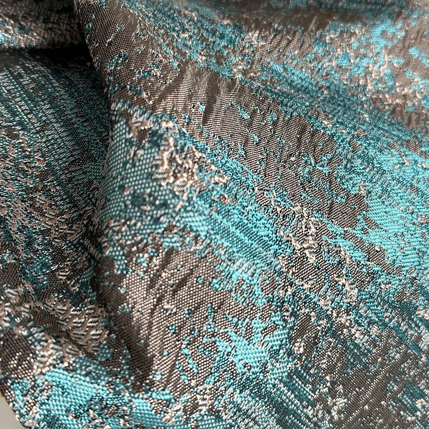 Curtains Custom with a Rich Texture of Plaster in Turquoise Blue, Modern Luxury Bohemian Style