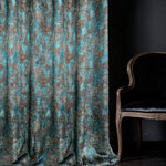 Curtains Custom with a Rich Texture of Plaster in Turquoise Blue, Modern Luxury Bohemian Style