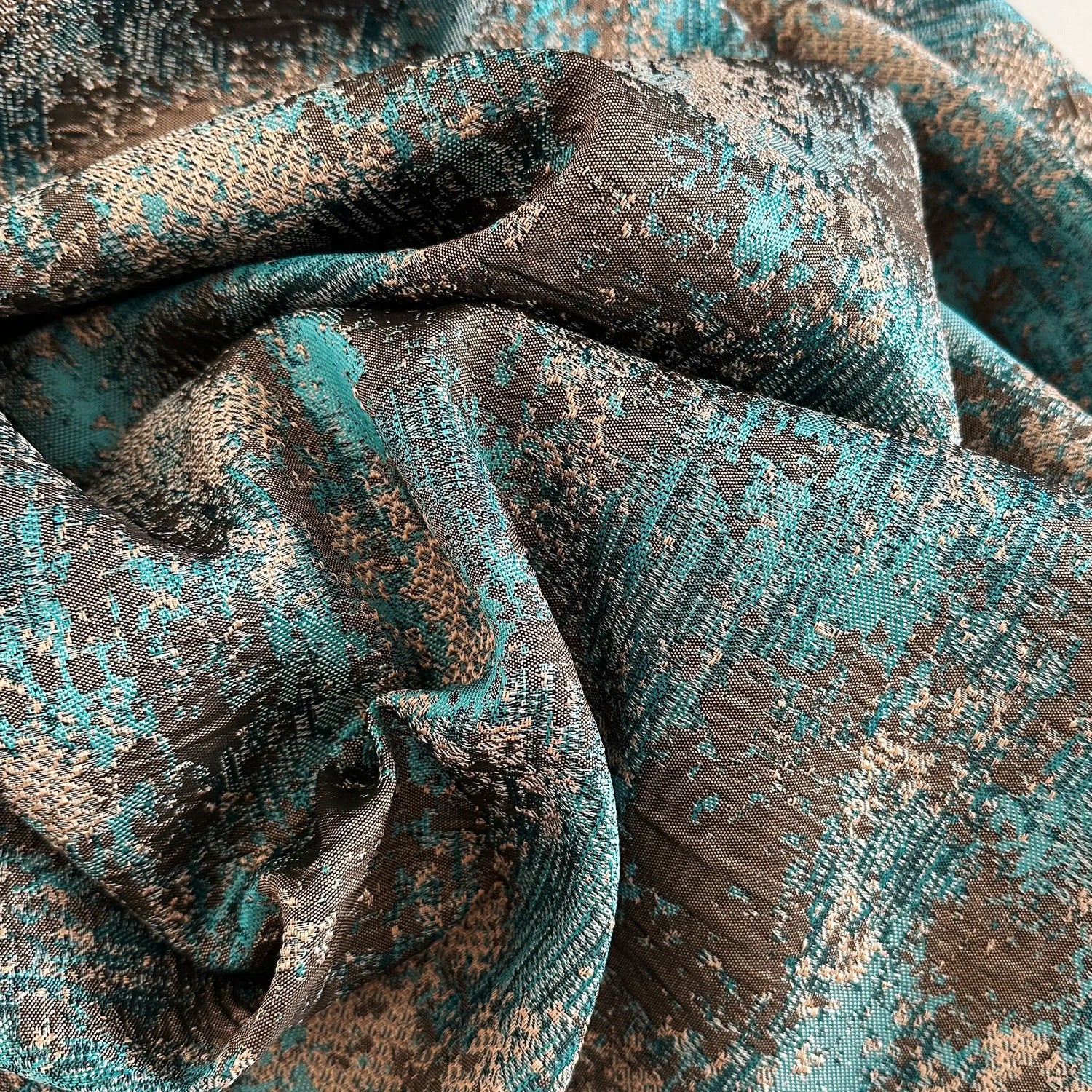 Curtains Custom with a Rich Texture of Plaster in Turquoise Blue, Modern Luxury Bohemian Style