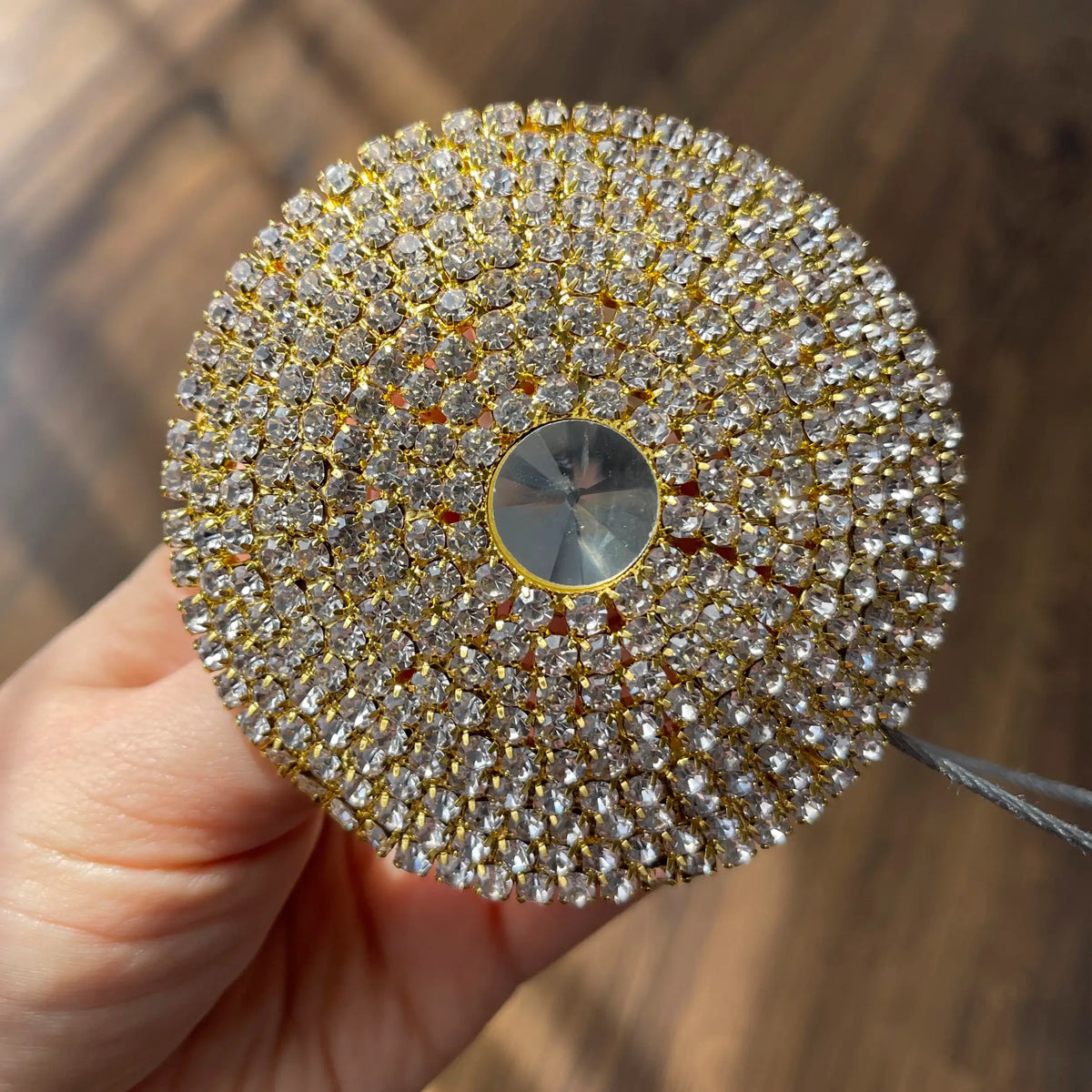Curtain Tieback magnet with Rhinestones, Round Gold 