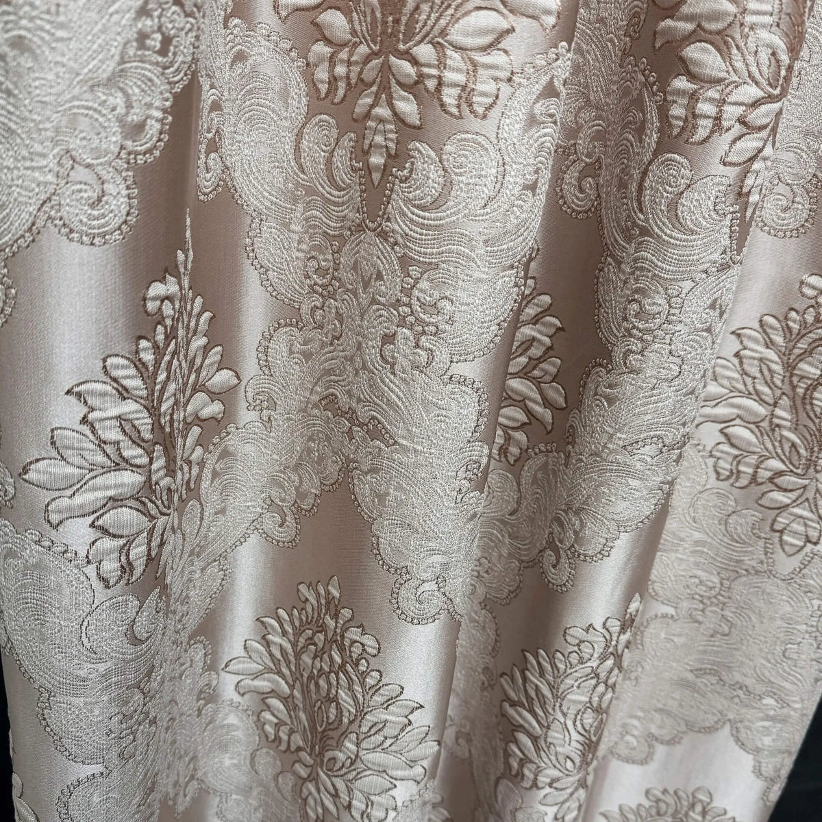 Floral damask jacquard curtain fabric sample with luxury woven texture