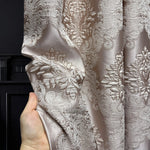 Floral damask jacquard curtain fabric sample with luxury woven texture