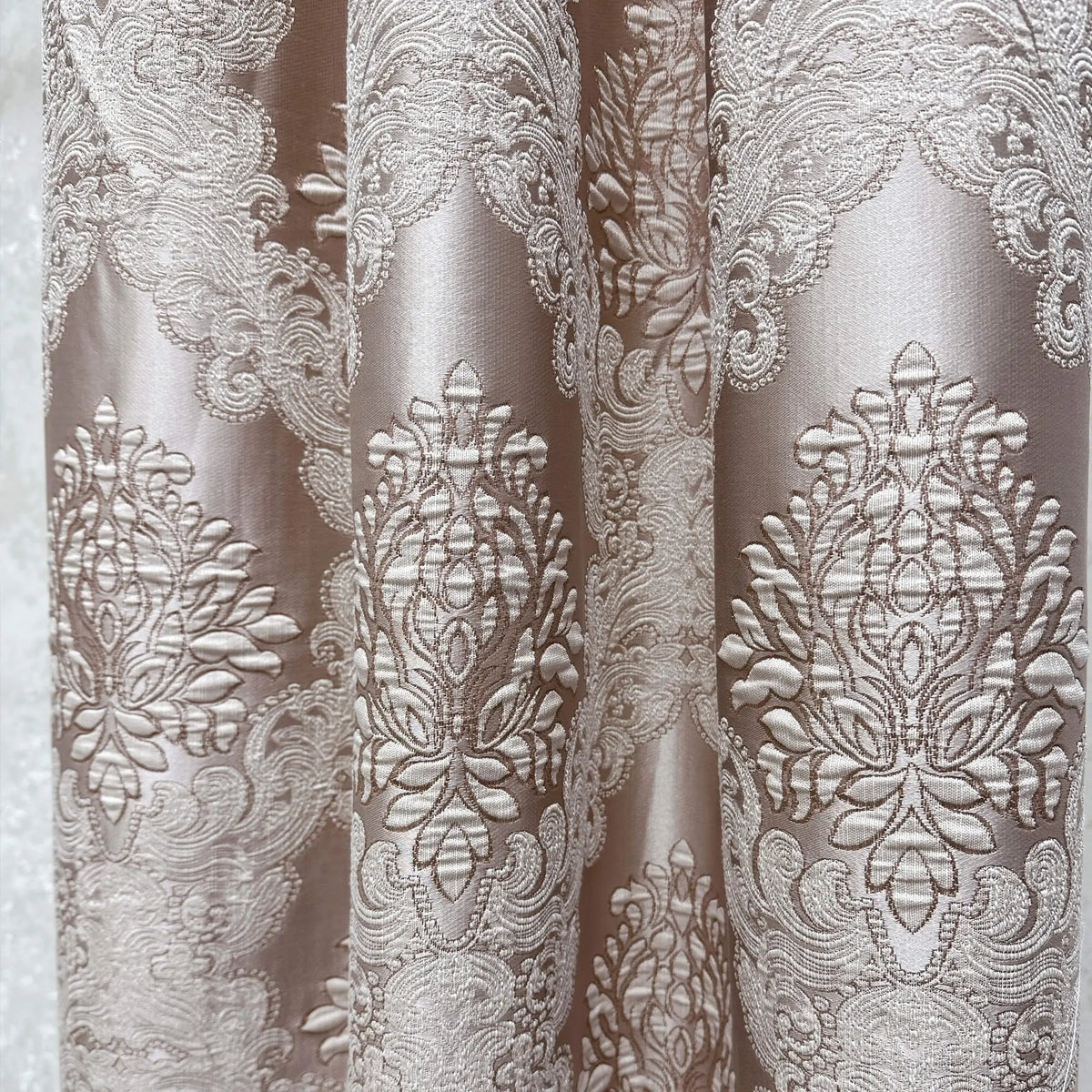 Floral damask jacquard curtain fabric sample with luxury woven texture