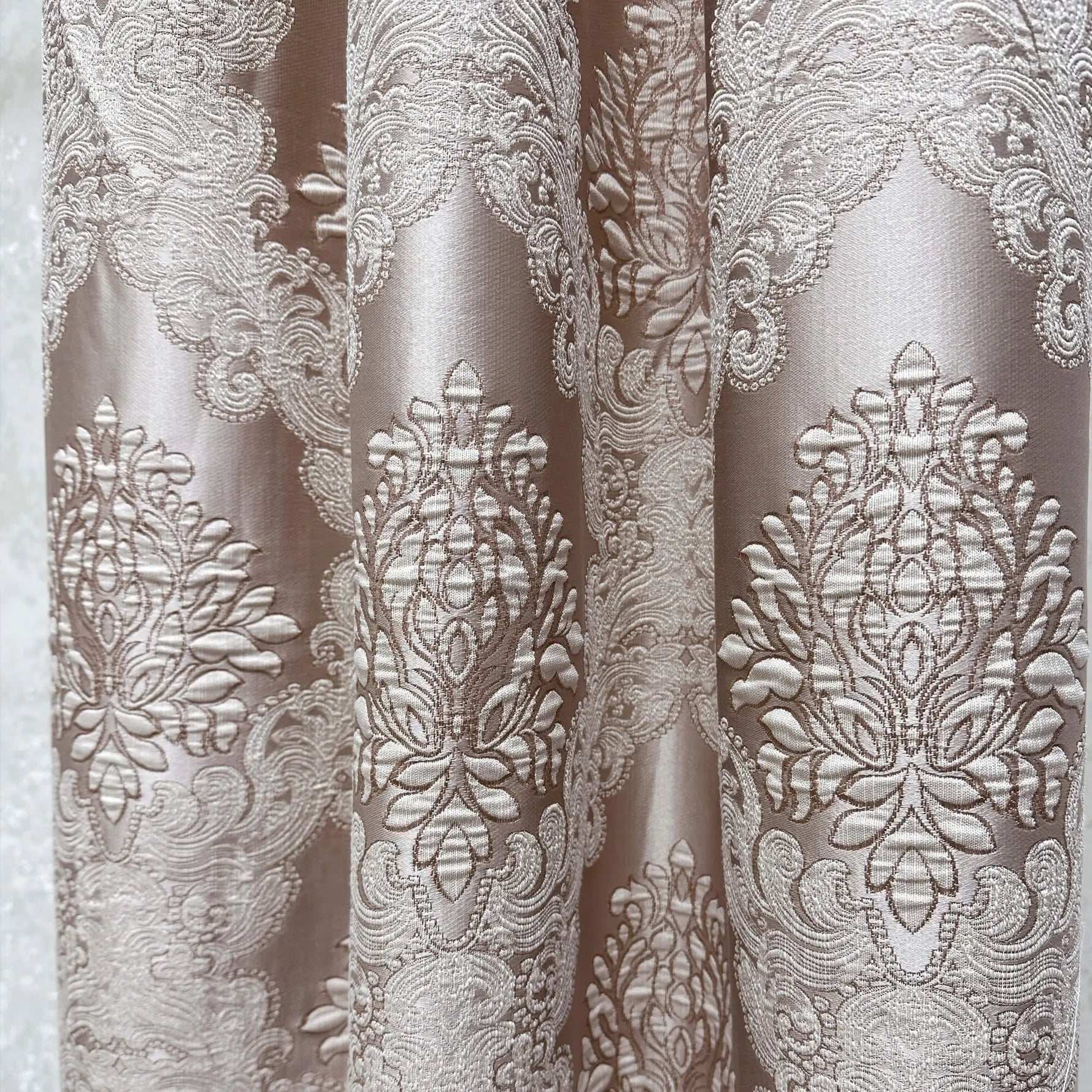 Floral damask jacquard curtain fabric sample with luxury woven texture