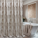 Bathtub Curtain Waterproof in Chic Damask Style, Gold Bohemian 