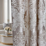 Floral damask jacquard curtain fabric sample with luxury woven texture