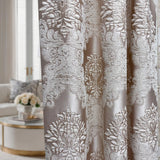Floral damask jacquard curtain fabric sample with luxury woven texture