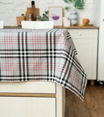 Waterproof Classic British Style Linen Gingham Tablecloth, Gray Plaid