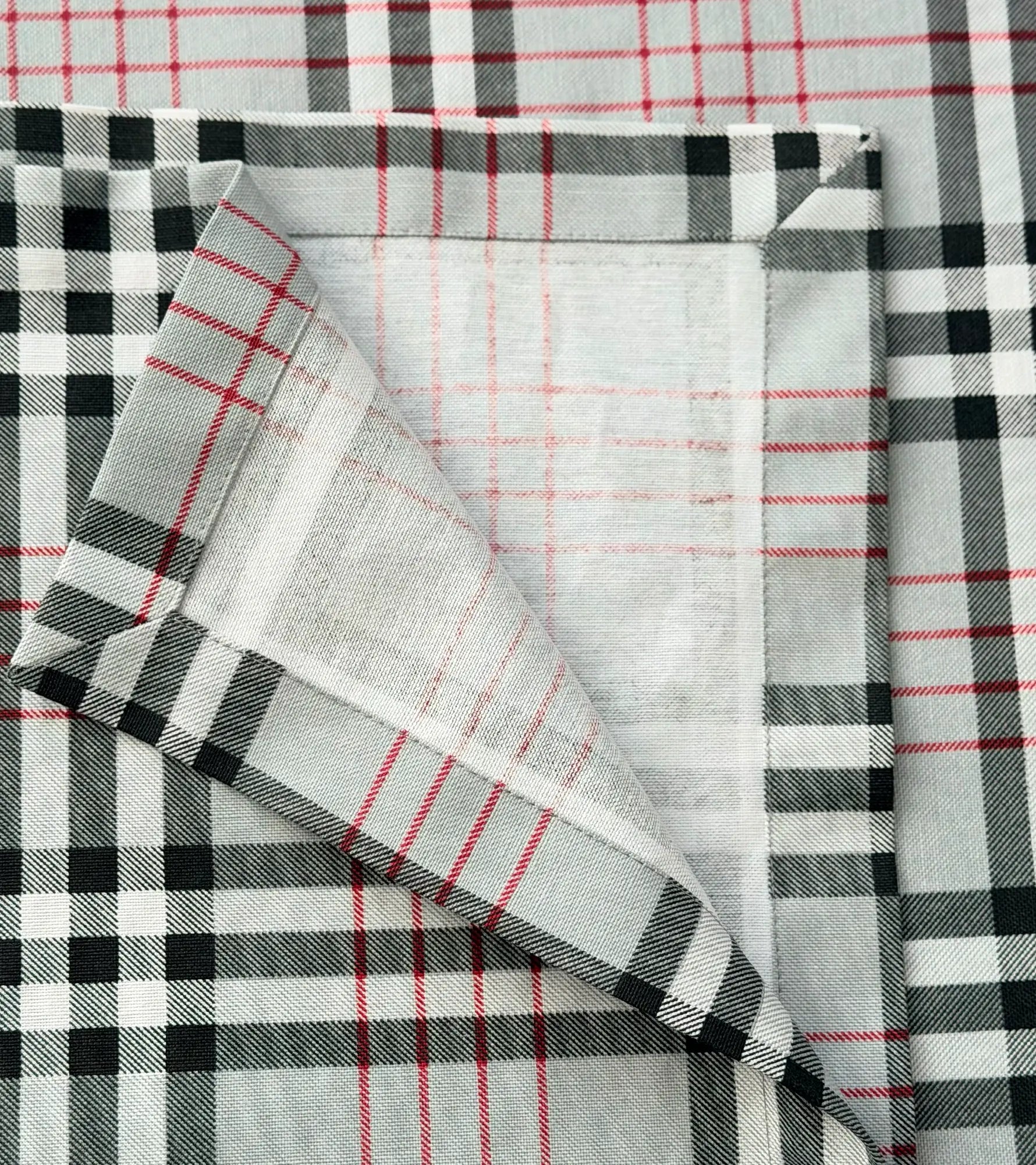 Waterproof Classic British Style Linen Gingham Tablecloth, Gray Plaid