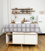 Waterproof Classic British Style Linen Gingham Tablecloth, Gray Plaid
