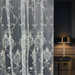 Luxury European Style Off-White Sheer Lace Curtains with Embroidery 