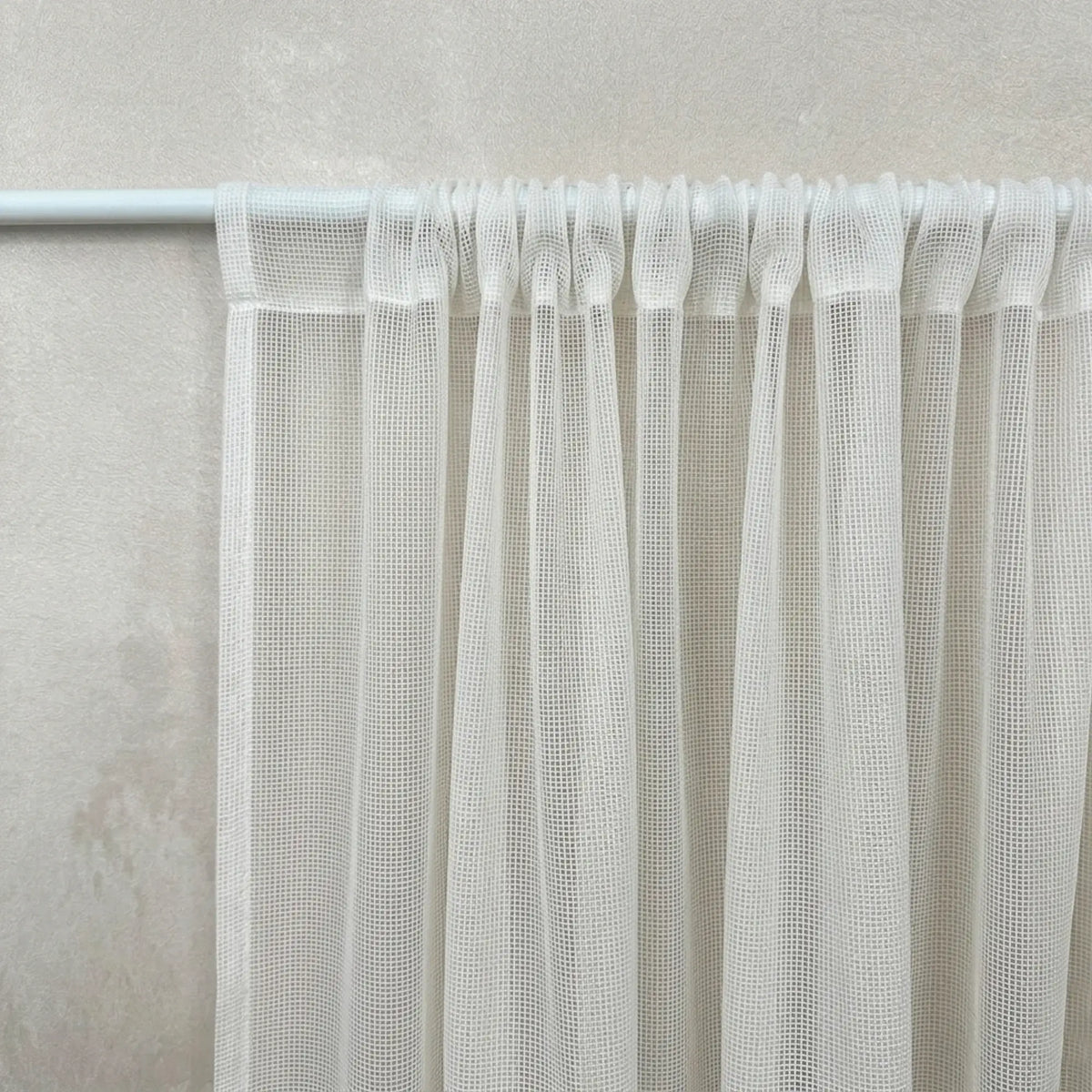 Mesh Sheer French Door Curtain – Textured Net Weave Sash Panel with Top & Bottom Rod Pockets