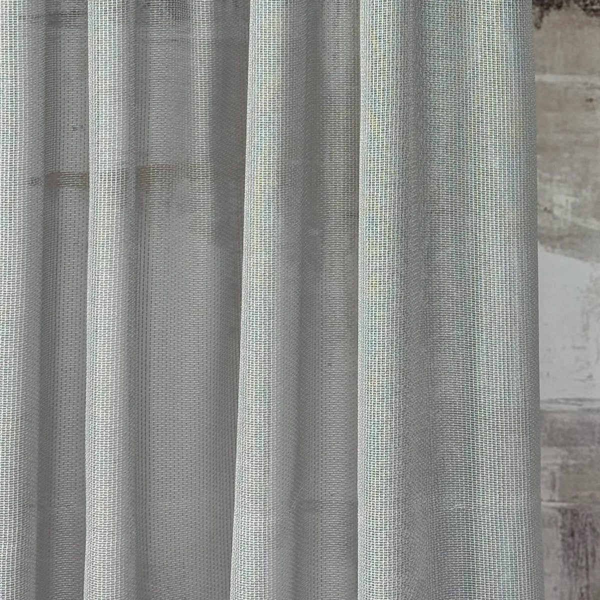 Mesh Sheer French Door Curtain – Textured Net Weave Sash Panel with Top & Bottom Rod Pockets