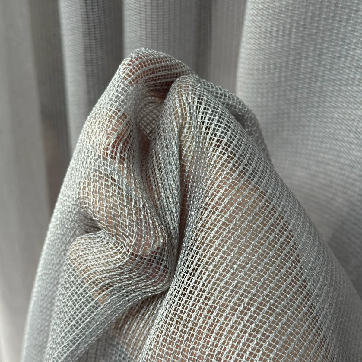 Mesh Sheer French Door Curtain – Textured Net Weave Sash Panel with Top & Bottom Rod Pockets