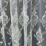 Luxury European Style Off-White Sheer Lace Curtains with Embroidery 
