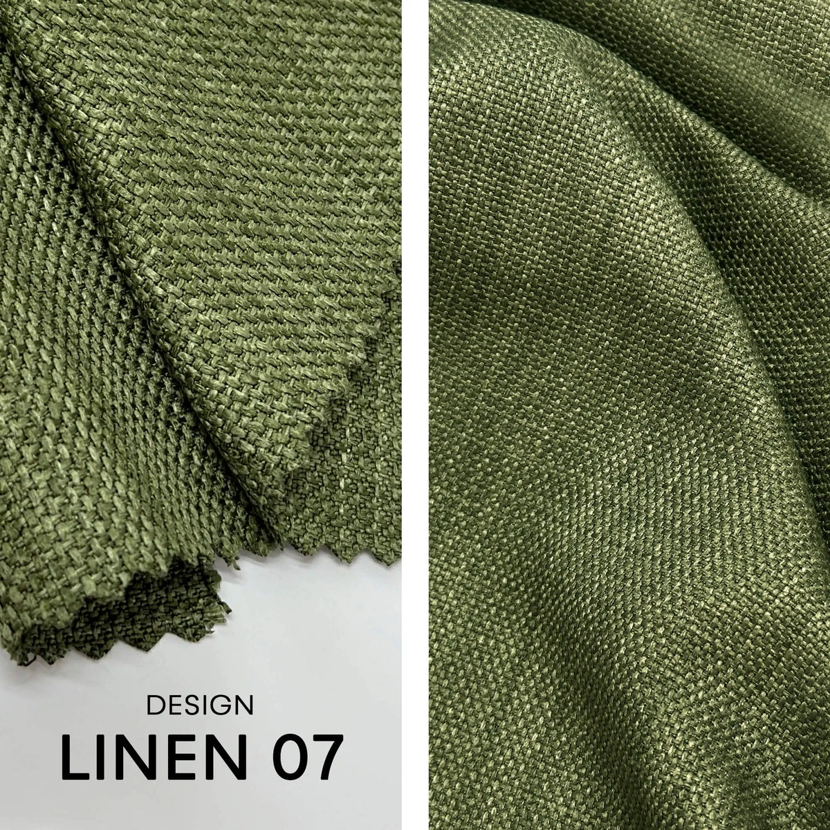 Linen fabric for Shower Curtain Panel, Fern Green Color, Heavy