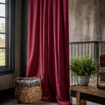 Curtains Burlap / Linen for Farmhouse Living Room, Bedroom, Kitchen, Custom Made Wine Red Panel