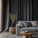 Curtains Burlap / Linen for Farmhouse Living Room, Bedroom, Kitchen, Custom Made Space Gray Panel