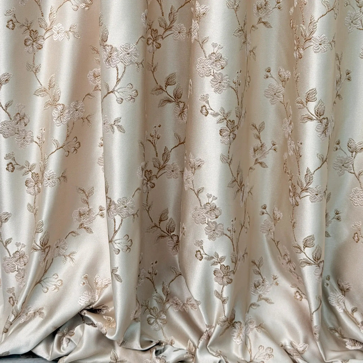 Curtains Floral Jacquard, Classic Bohemian Luxury Cream Drapes for Living Room