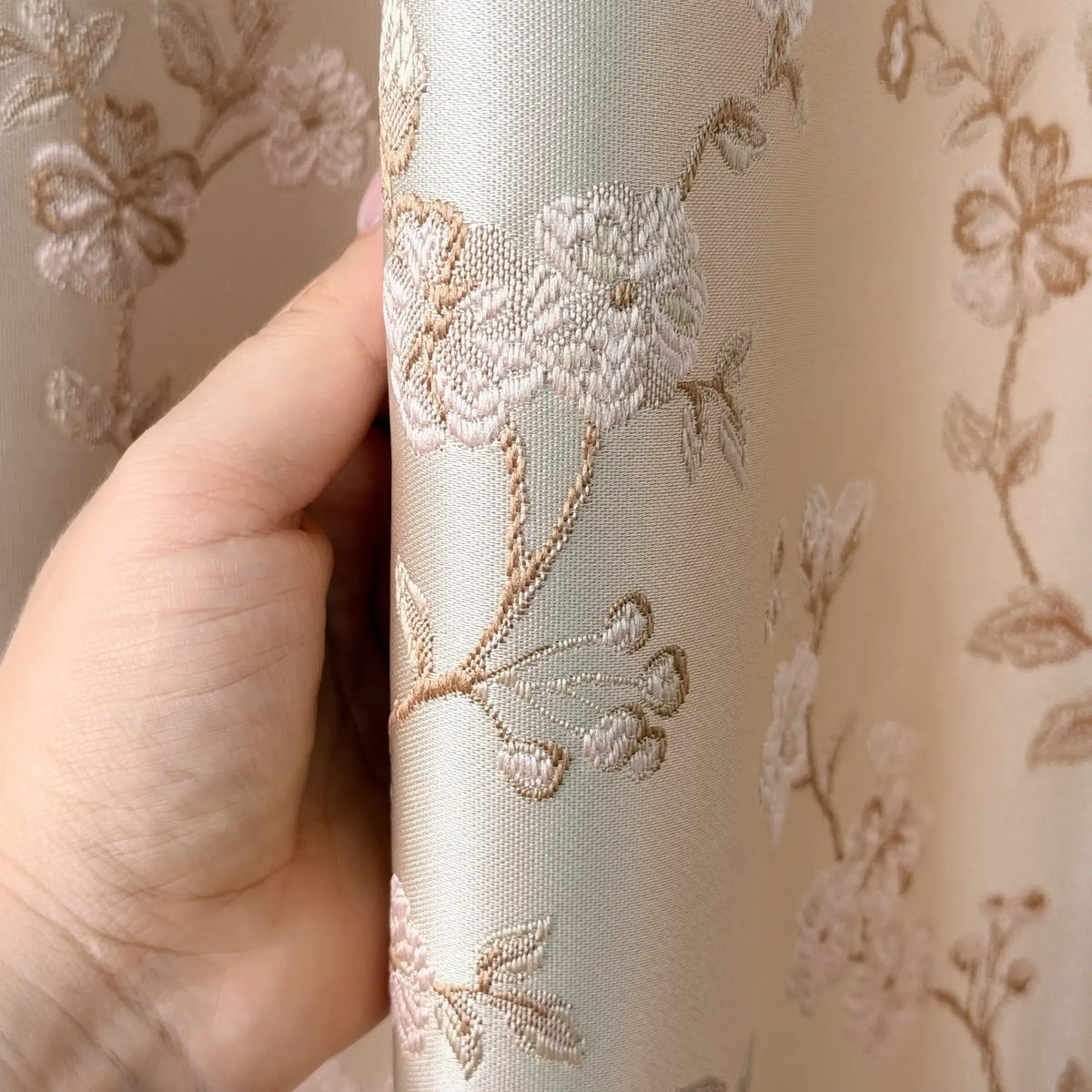 Curtains Floral Jacquard, Classic Bohemian Luxury Cream Drapes for Living Room