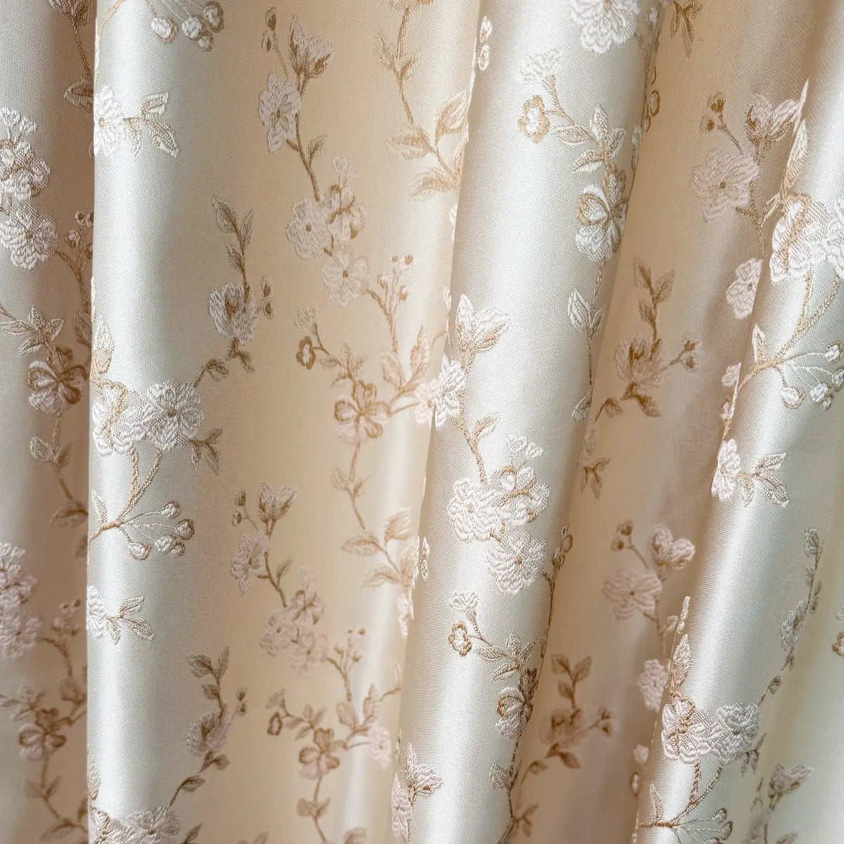Curtains Floral Jacquard, Classic Bohemian Luxury Cream Drapes for Living Room