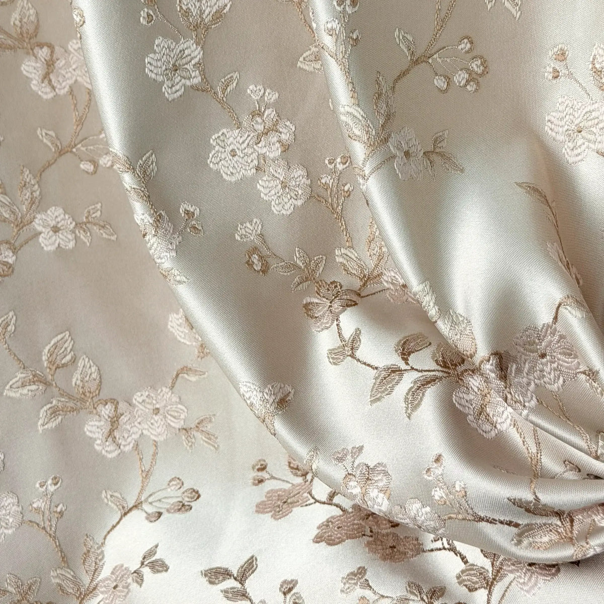 Curtains Floral Jacquard, Classic Bohemian Luxury Cream Drapes for Living Room