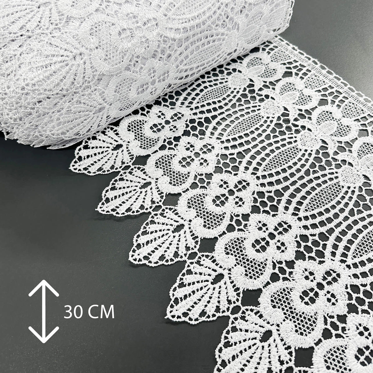Lace Trim Scalloped White